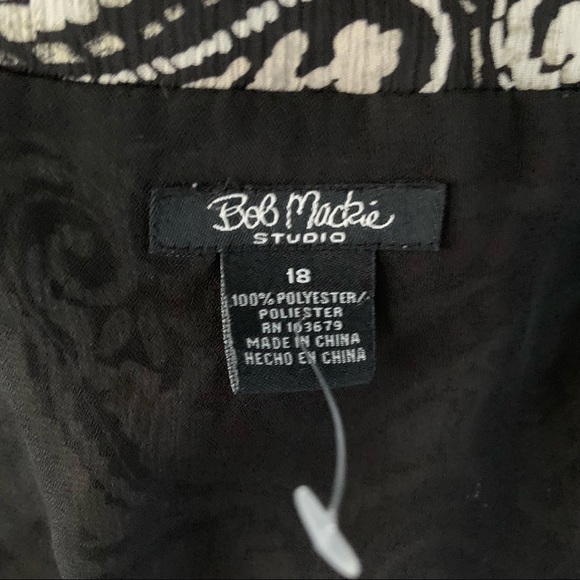 Bob Mackie Studio Plus Size 18 Sheer Layered Paisley Beaded V Neck Top Blouse - Picture 11 of 13